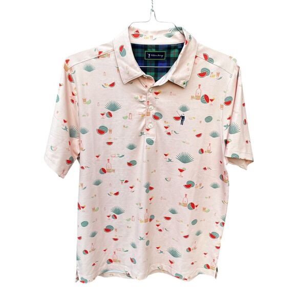 William Murray Agua Caliente Polo Shirt Men's Medium Peach Stretch Golf Tequila - Picture 1 of 13